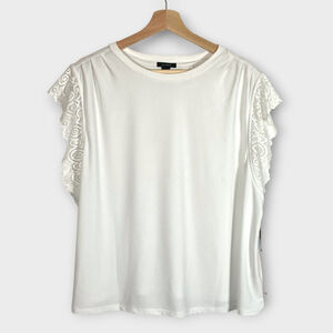 HALOGEN Lace Trim Sleeveless Top Womans XXL White Nordstrom NEW